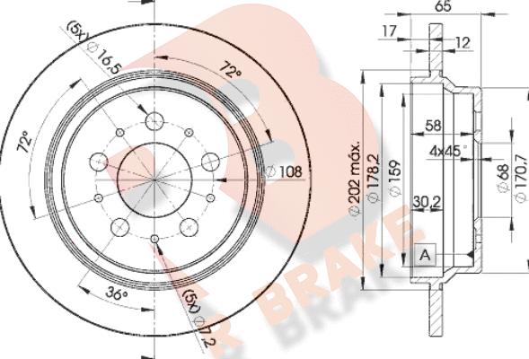 R Brake 78RBD11674 - Гальмівний диск autocars.com.ua