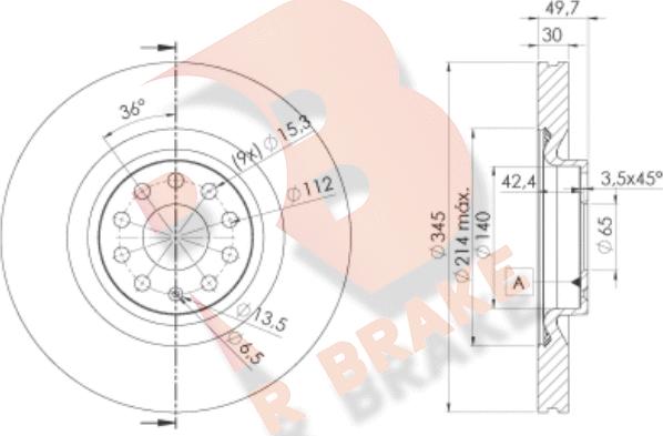 R Brake 78RBD14083 - Гальмівний диск autocars.com.ua