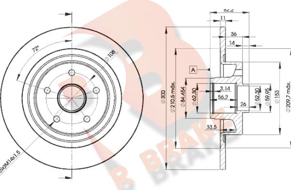 R Brake 78RBD14108 - Гальмівний диск autocars.com.ua