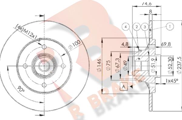 R Brake 78RBD14901 - Гальмівний диск autocars.com.ua