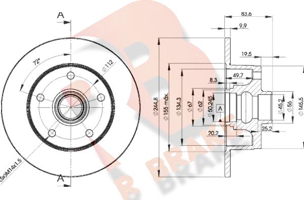 R Brake 78RBD15606 - Гальмівний диск autocars.com.ua