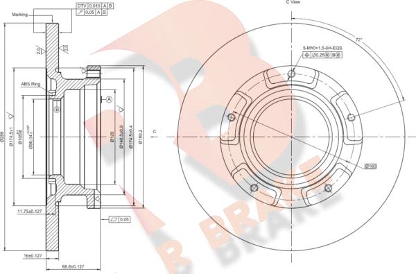 R Brake 78RBD15644 - Тормозной диск autodnr.net