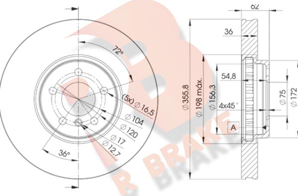 R Brake 78RBD15684 - Гальмівний диск autocars.com.ua