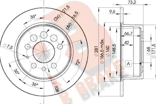 R Brake 78RBD15782 - Гальмівний диск autocars.com.ua