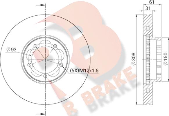 R Brake 78RBD16548 - Гальмівний диск autocars.com.ua