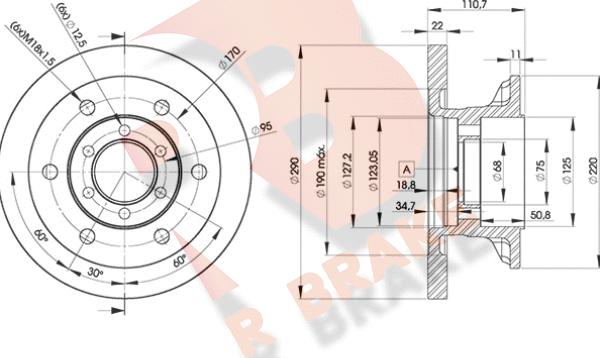 R Brake 78RBD18772 - Гальмівний диск autocars.com.ua