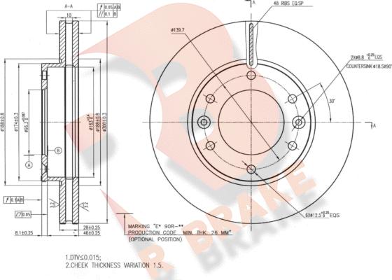 R Brake 78RBD20019 - Гальмівний диск autocars.com.ua