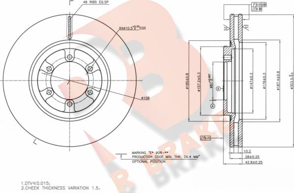 R Brake 78RBD20030 - Тормозной диск autodnr.net