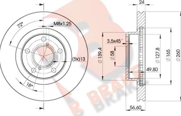 R Brake 78RBD20031 - Гальмівний диск autocars.com.ua