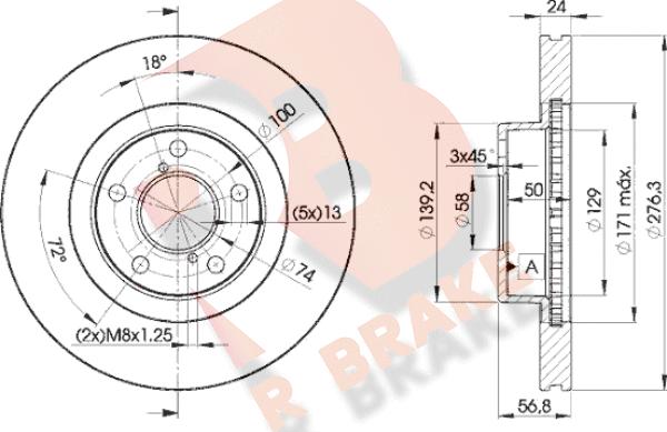 R Brake 78RBD20033 - Гальмівний диск autocars.com.ua