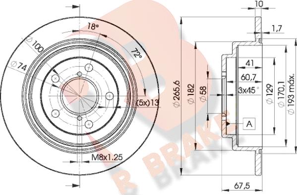 R Brake 78RBD20034 - Гальмівний диск autocars.com.ua