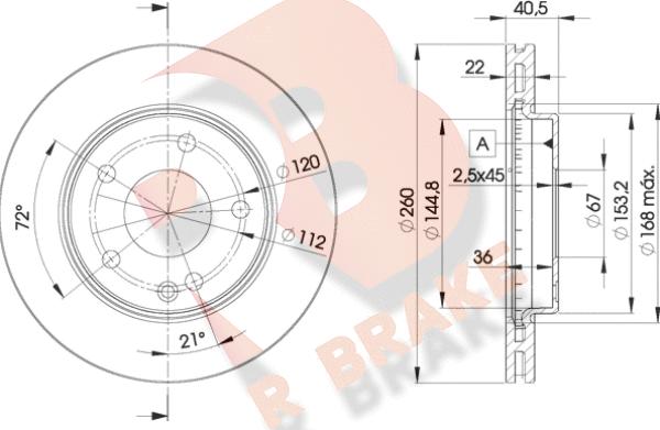 R Brake 78RBD20113 - Гальмівний диск autocars.com.ua