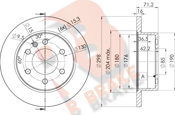 R Brake 78RBD20191 - Гальмівний диск autocars.com.ua