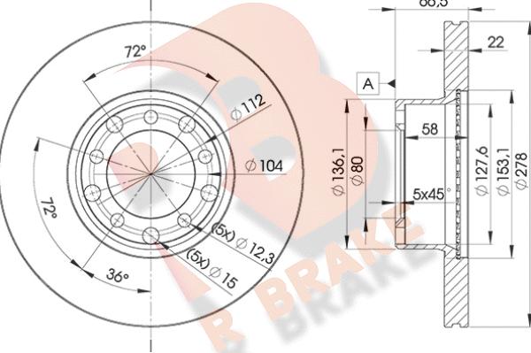 R Brake 78RBD20205 - Гальмівний диск autocars.com.ua