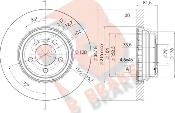 R Brake 78RBD20267 - Гальмівний диск autocars.com.ua