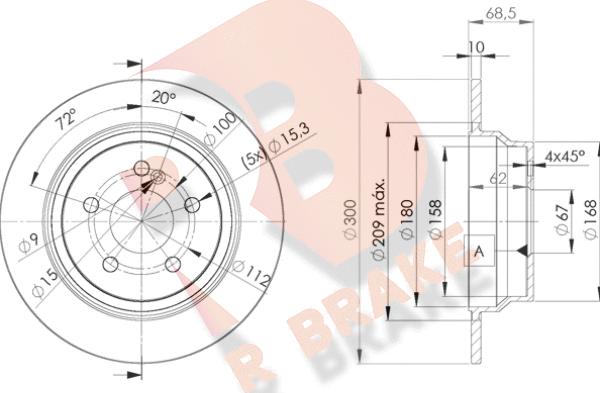 R Brake 78RBD20413 - Гальмівний диск autocars.com.ua