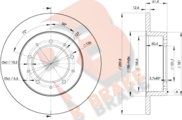 R Brake 78RBD20461 - Гальмівний диск autocars.com.ua