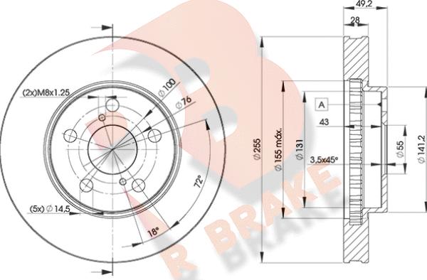 R Brake 78RBD20501 - Гальмівний диск autocars.com.ua