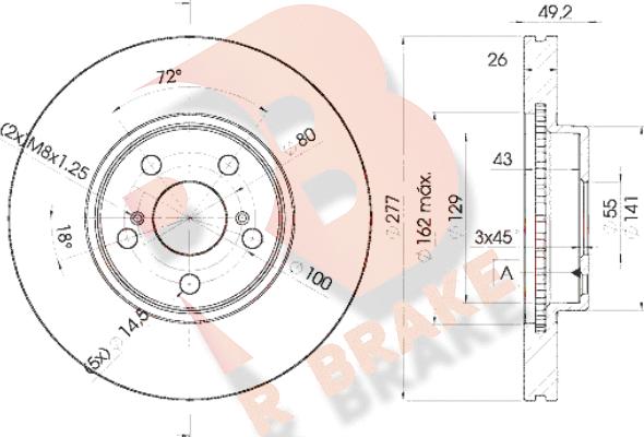 R Brake 78RBD20504 - Гальмівний диск autocars.com.ua