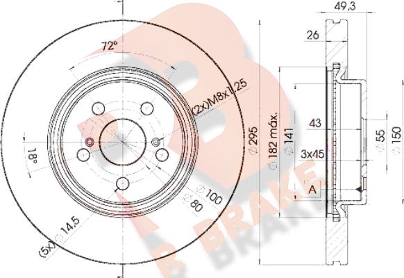 R Brake 78RBD20505 - Гальмівний диск autocars.com.ua