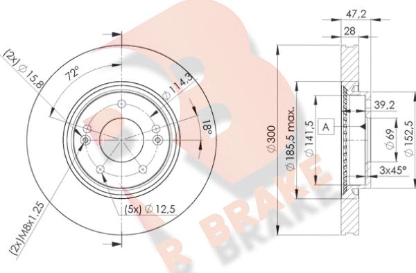 R Brake 78RBD20580 - Гальмівний диск autocars.com.ua