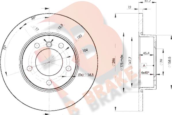 R Brake 78RBD20673 - Гальмівний диск autocars.com.ua