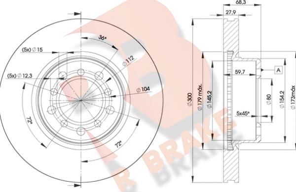 R Brake 78RBD20805 - Гальмівний диск autocars.com.ua