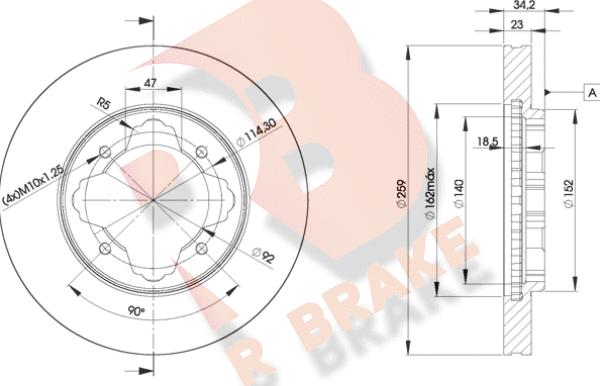 R Brake 78RBD20836 - Гальмівний диск autocars.com.ua