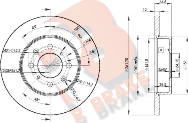 R Brake 78RBD20841 - Гальмівний диск autocars.com.ua