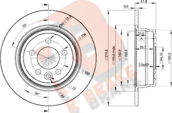 R Brake 78RBD20847 - Гальмівний диск autocars.com.ua