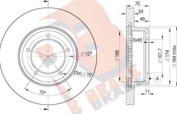 R Brake 78RBD20902 - Гальмівний диск autocars.com.ua