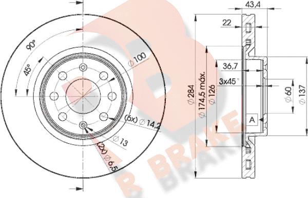 R Brake 78RBD20922 - Гальмівний диск autocars.com.ua