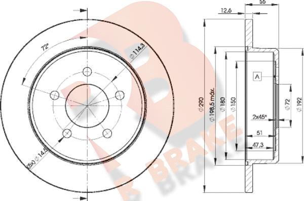 R Brake 78RBD21023 - Гальмівний диск autocars.com.ua