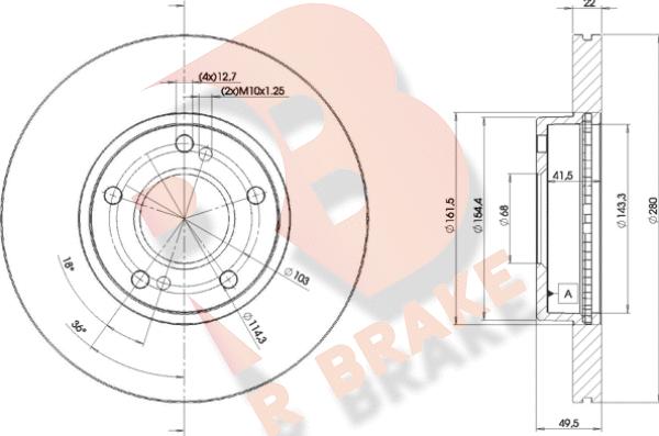 R Brake 78RBD21057 - Гальмівний диск autocars.com.ua