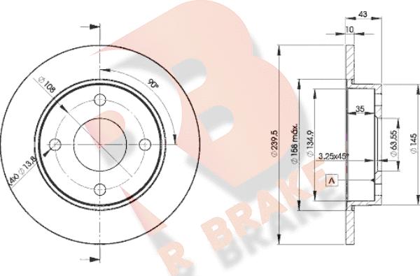 R Brake 78RBD21063 - Гальмівний диск autocars.com.ua