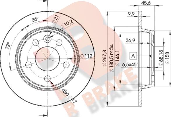 R Brake 78RBD21094 - Гальмівний диск autocars.com.ua