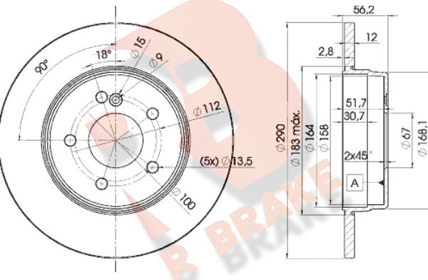 R Brake 78RBD21213 - Гальмівний диск autocars.com.ua