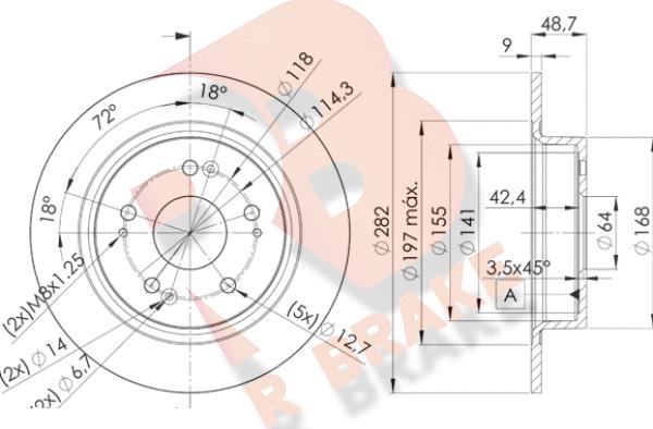 R Brake 78RBD21258 - Гальмівний диск autocars.com.ua