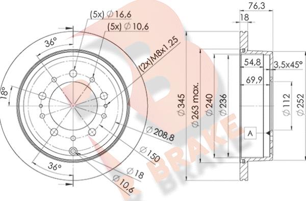 R Brake 78RBD21269 - Гальмівний диск autocars.com.ua