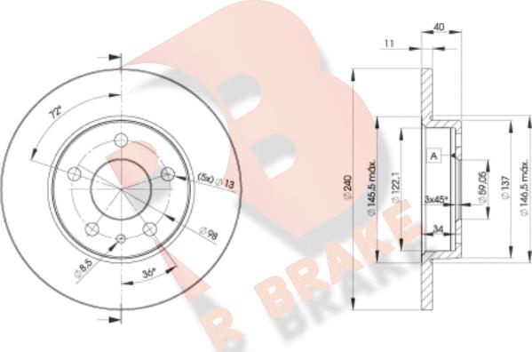 R Brake 78RBD21437 - Гальмівний диск autocars.com.ua