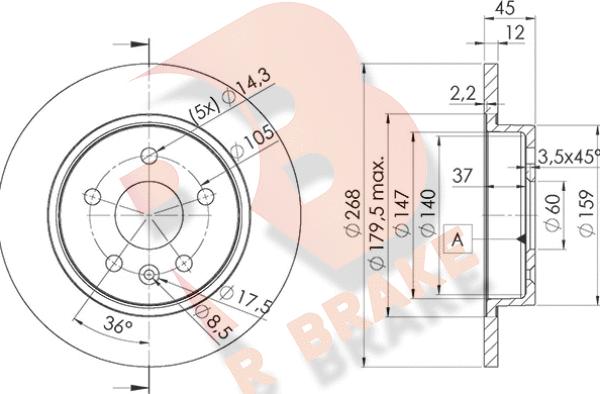 R Brake 78RBD21560 - Гальмівний диск autocars.com.ua