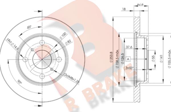 R Brake 78RBD21608 - Гальмівний диск autocars.com.ua