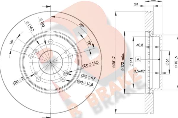 R Brake 78RBD21705 - Гальмівний диск autocars.com.ua