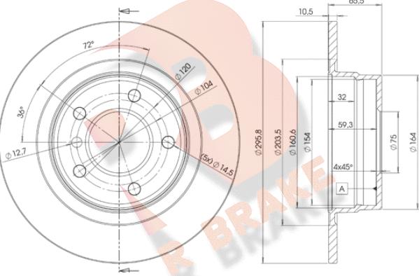 R Brake 78RBD21725 - Гальмівний диск autocars.com.ua