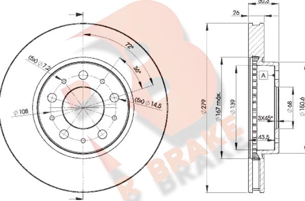 R Brake 78RBD21788 - Гальмівний диск autocars.com.ua