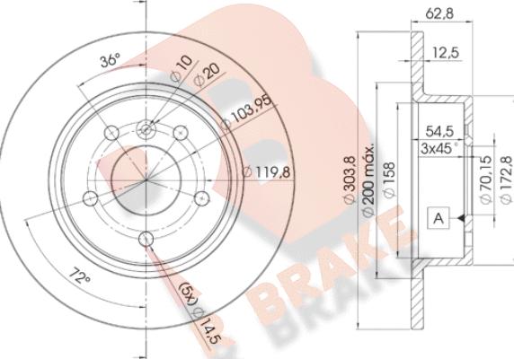 R Brake 78RBD22004 - Гальмівний диск autocars.com.ua