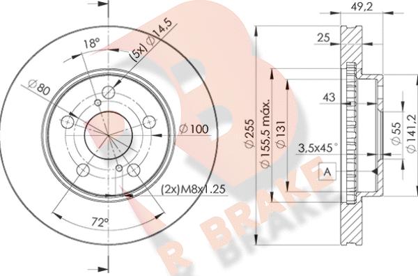 R Brake 78RBD22047 - Гальмівний диск autocars.com.ua