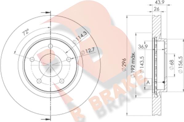 R Brake 78RBD22057 - Гальмівний диск autocars.com.ua