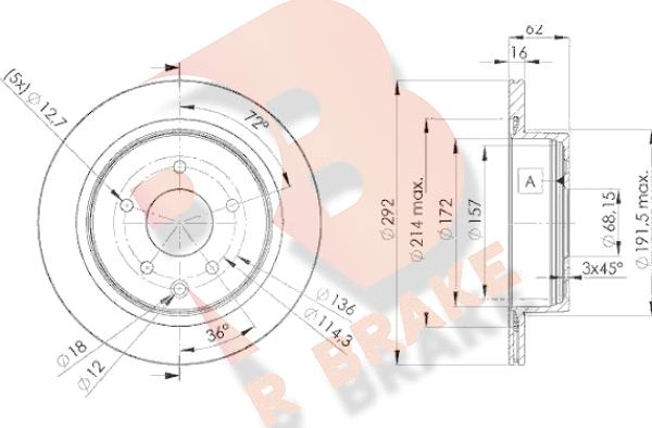 R Brake 78RBD22071 - Гальмівний диск autocars.com.ua