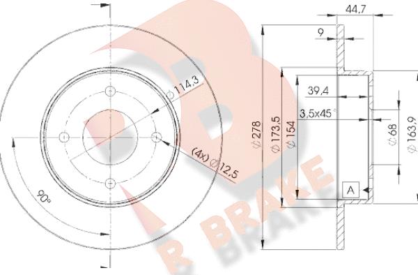 R Brake 78RBD22083 - Гальмівний диск autocars.com.ua